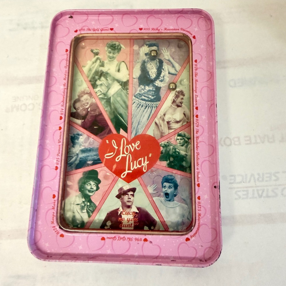 Vintage Love Lucy Tin Ball Game with Classic Show Images and Heart Shaped Cover